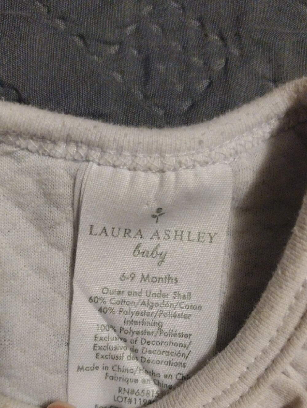Laura Ashley Cream Footed One-Piece with Light Blue Floral Print - Picture 2 of 9